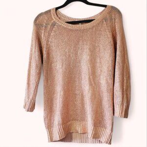 Aritzia Babaton Silk Linen Rose Gold Brushed Metallic Sweater M